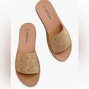 Sandals  SODA Size 6.5 copper penny. Rhinestones. Like NWT